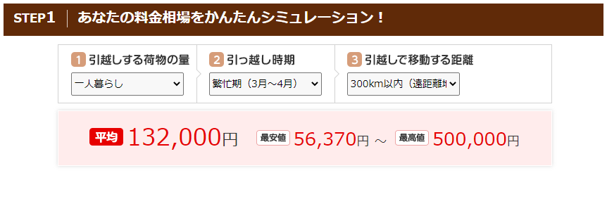 シミュレーション引っ越し費用